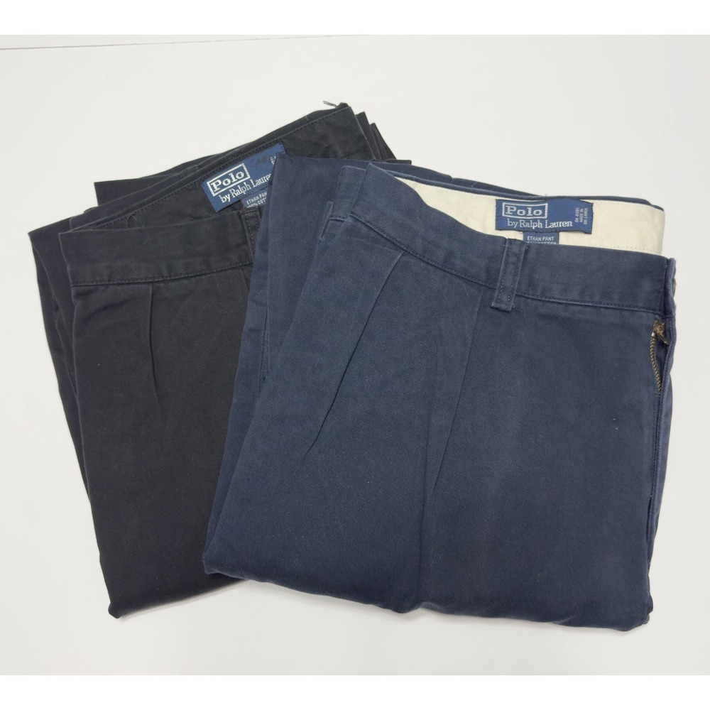 Lot of 2 VTG 90s Polo Ralph Lauren Mens Ethan Pant 36x33 Pleated Chino Preppy